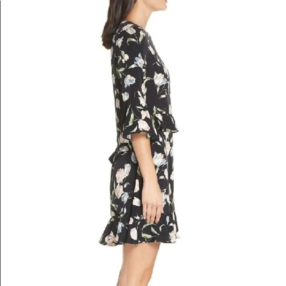 Avec Les Filles Floral Bell Sleeve Dress